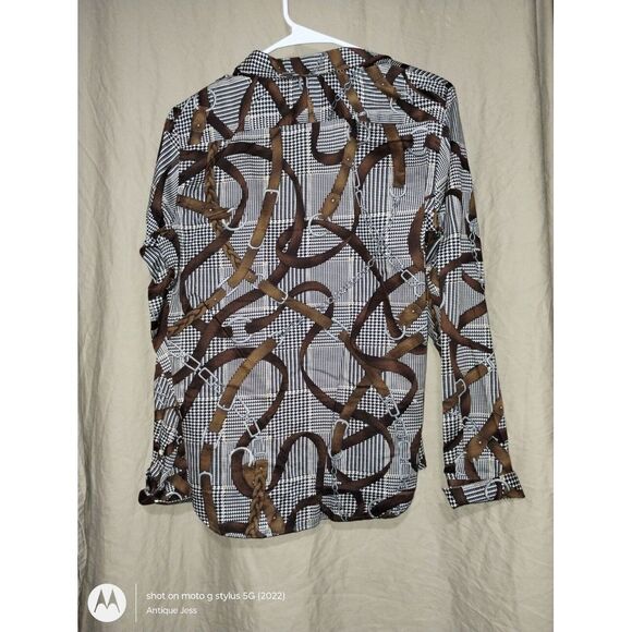 LAUREN Ralph Lauren EQUESTRIAN HOUNDSTOOTH CHAIN PRINT BUTTON DOWN SHIRT XL - Picture 4 of 4